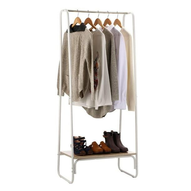 Freestanding Garment Rack for Extra Storage /& No Tool Assembly Office or Home Perfect for Your Bedroom 1 Hanging Rod /& Bottom Storage Type A Portable Clothes Rack Silver